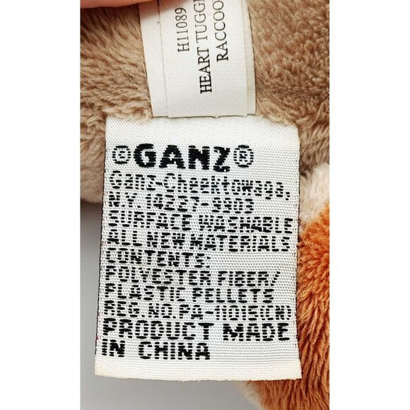 Ganz Heart Tuggers Raccoon H11089 Plush & Beans Toy 11" tall - Picture 5 of 5